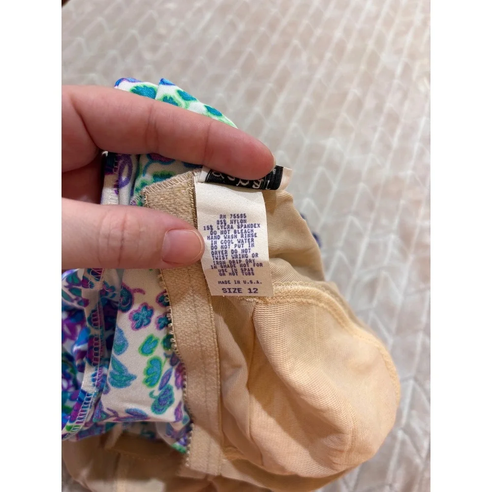 NWT Gabar Vtg Swimsuit 12 Skirted One Piece Floral Grandmillenial Cottagecore